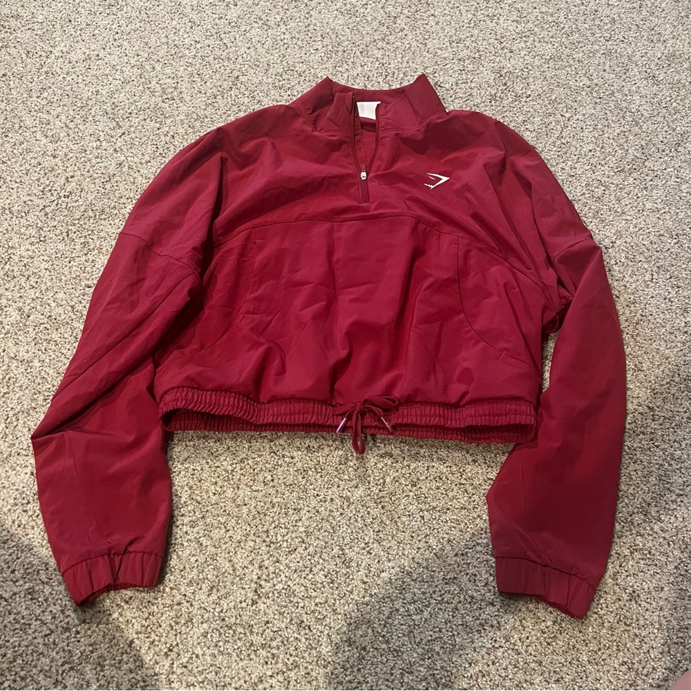 Gymshark Sport Windbreaker Red Crop Relaxed Hoodie - Picture 3 of 7